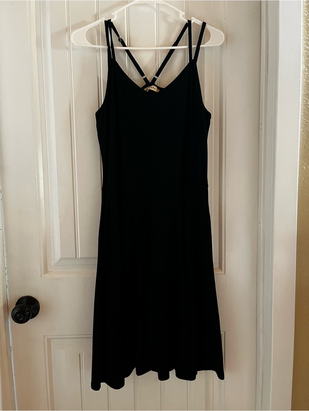 Classic Black Midi Dress with Double Straps